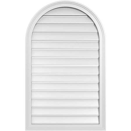 Ekena Millwork Round Top Surface Mount PVC Gable Vent: Functional, w/ 2"W x 1-1/2"P Brickmould Frame, 26"W x 42"H GVPRT26X4202SF